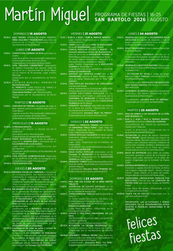 Imagen Programa Fiestas Martín Miguel 2026